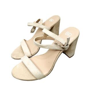 BP Sandals Womens Size 6.5 Light‎ tan Ankle Strap Leather Open Toe Block Heel